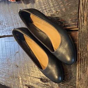 Clarks black leather wedges